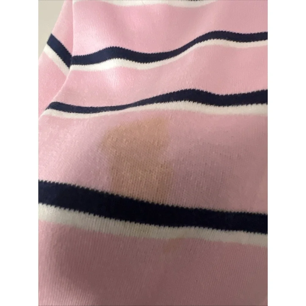 Ralph Lauren Polo Golf Shirt Mens XL Pink Striped Black Classic Fit Small Stain